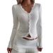 European American Cross-border 2026 Autumn And Winter New V-neck Lace Splicing Anti-slip Cardigan T-shirt_ecoleips.com