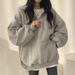 Women's Trendy Pullover Hooded Sweatshirt Long Style Korean Fashion Loose Fit Spring Autumn Winter Fleece Lining Thin Korean Style_ecoleips.com