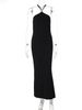 Hugcitar Halter Slips Black Backless Elegant Sexy Bodycon Maxi Dress 2025 Summer Women Clothes Evening Party Birthday Vacation_ecoleips.com