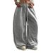 Trendy Women's Wide-Leg Pants – Polyester Drapey Trousers | High Waist Straight Cut | S-XXL | Minimalist Gray | Casual & Office Wear_ecoleips.com