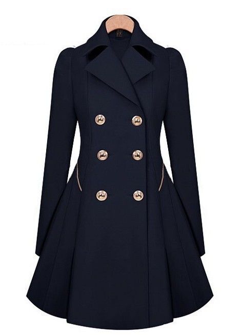 Elegant Double-Breasted Trench Coat For Women – Plus Size Long Coat With High-Density Twill Fabric, Slim Fit & Office Chic (Beige, Navy Blue)_ecoleips.com