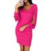 Women's V-Neck Fringe Mini Bodycon Dress – Elegant Long Sleeve Party Dress For Evening & Cocktail Events (Black/Red/Blue)_ecoleips.com