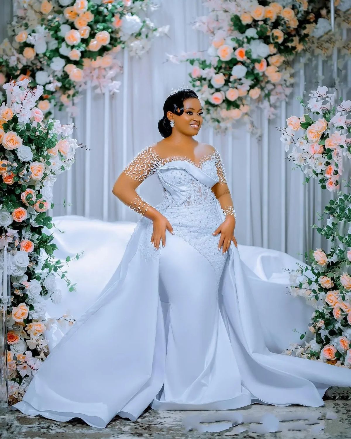 2026 New Style Cross Border Bridal Gown Mermaid Tail Slimming High Waisted Long Train Heavy Duty Women's Wedding Party Wear Suitable for Performances_ecoleips.com