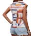 Women's Clothing Summer Women's Cutout Neckline Batwing Sleeves V Neck Pullover Top With Geographic Print For Formal & Casual For Women_ecoleips.com