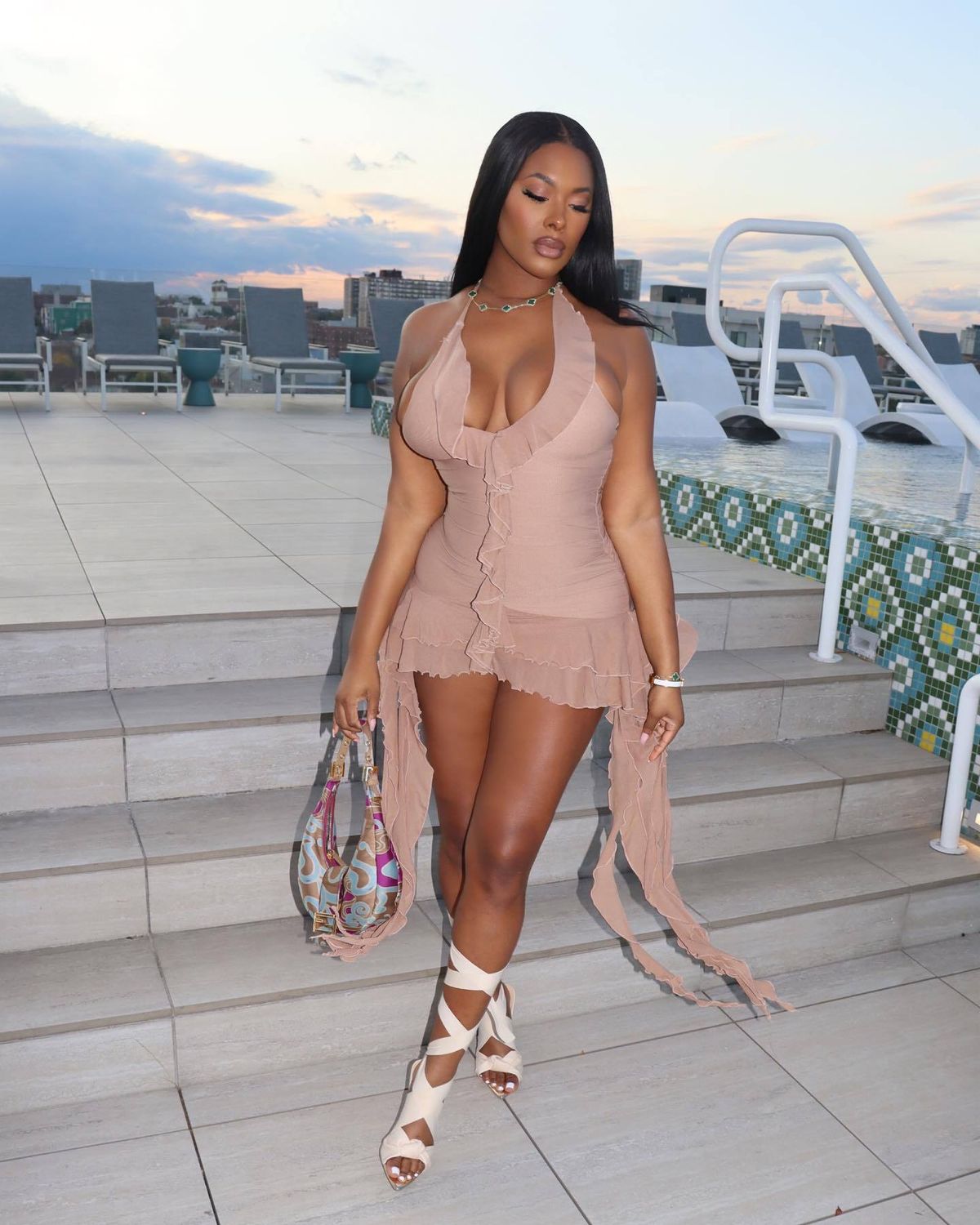 Summer Halter Neck Backless Tie Dress for Women Sexy Ruffled Solid Color European And American Style 2025 Women's Clothing Wholesale_ecoleips.com