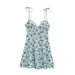 Floral European And American Style Women's New Printed Summer Dress, Heart-shaped Neckline, Short Cross-border Poplin_ecoleips.com