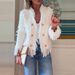 Boho-Chic Fringe Blazer For Women – Polyester Draped Jacket With 3D Texture & Tassel Details (XS-3XL)_ecoleips.com