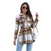 Street Style Contrasting Color Plaid Straps Long Woolen Jacket_ecoleips.com