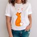 European And American Cross-border Foreign Trade Clothing Cute Cartoon Fox Round-neck Printed Women's Short-sleeve_ecoleips.com