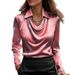 Autumn Elegance Drape Blouse – 3D Floral Sculpted Collage & Fluid Silhouette_ecoleips.com
