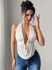 K Women's Solid Color Hanging Neck Sexy Spicy Girl Tank Top, Short Fashion Top For Outerwear_ecoleips.com
