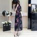 New Chinese-Style Traditional Dress For Women-Summer High-End Fashion With Slimming Effect, Floral Chiffon Long Skirt_ecoleips.com