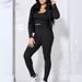 Women's Clothing Fashion Casual Vest Inner Long Sleeved Jacket With Zipper Trousers Three Piece Set_ecoleips.com