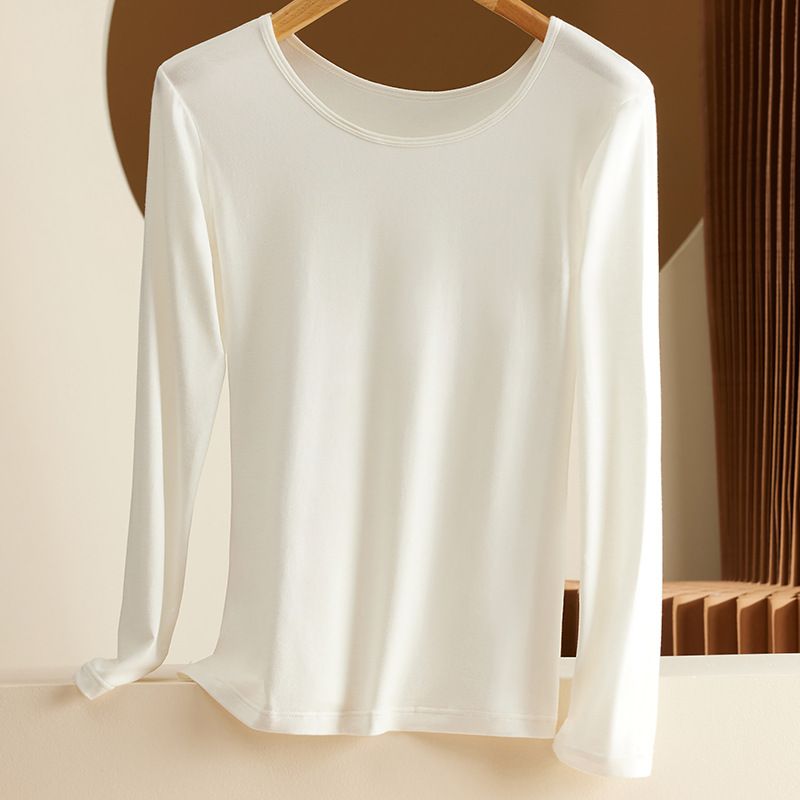 Bottom Shirt T-shirt Women's Inner With Crew Neck Long Sleeve Thin Autumn Clothes Large Size Top Warm Thread Clothes Autumn And Winter Models_ecoleips.com