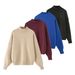Winter Loose Multi-color Semi-turtleneck Knitted Sweater_ecoleips.com