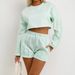 DiYun European American Casual Solid Color Sweatshirt And Drawstring Shorts Set Women's Clothing 2025_ecoleips.com