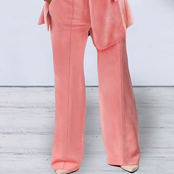 Women's Clothing Stylish Solid Color Slim Blazer Jacket Pants Suit Set - Office Elegance & Casual Chic (Khaki, Grey, Blue, Beige, Pink, Black, Navy)_ecoleips.com