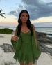 Women's Clothing Spring Dress Sexy Hot Girl Hollow Lantern Sleeve V Neck Off Shoulder Dress Short Skirt_ecoleips.com