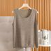 Autumn And Winter 100% Pure Wool Knitted Camisole For Women, Thickened Round Neck, Simple Slim-fit Sleeveless Base Shirt_ecoleips.com
