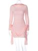Hugcitar Long Sleeve Pure Color Patchwork Flowers Pleated Elegant Slim Mini Prom Dress Spring Summer Y2K Outfit Birthday Party_ecoleips.com