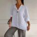K New Loose T-shirt Comfortable Casual V-neck Button Up Top For Women_ecoleips.com