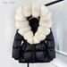 European Station Winter New High End Fur Fox Large Fur Collar Hooded Down Jacket Women's Medium And Long Thick Coat_ecoleips.com