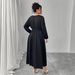 Women's Plus Size Black Dress – Elegant Bow Detail Retro Wrap Dress For Autumn Winter_ecoleips.com