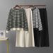 Women's Autumn Winter Striped Knitted Hooded Top Wide Leg Pants Trendy Two Piece Set Casual Fashion_ecoleips.com