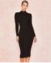European And American Women's Long-sleeved Bodycon Tight-fitting Sexy Stretch Midi Bandage Party Evening Dr, Short_ecoleips.com