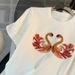 Women's Clothing Casual Sports Suit Age-reducing Heavy Industry Embroidered Crewneck Short-sleeved T-shirt Wide-leg Pants Two-piece Set_ecoleips.com