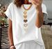 Women's Casual Short Sleeve Round Neck T-Shirt With Heart Print - Summer Fashion Loose Fit Tee For Streetwear & Daily Wear_ecoleips.com