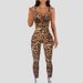 K Women's Printed Sleeveless Vest Jumpsuit With Threaded Square Collar, Exposed Back, Hip Lifting, Slim Fit Sports Jumpsuit_ecoleips.com