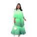 Women's Clothing ethnic style elegant dress 3 piece set with suspenders fashionable pleated gradient color one size_ecoleips.com