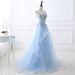 Blue Tube Top Evening Dress Student Art Exam Performance Graduation Dance Party Temperament Annual Dinner Host Dress_ecoleips.com