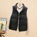 Women's Quilted Sleeveless Vest Jacket - Winter Puffer Gilet With Stand Collar, Fashionable Waistcoat For Casual Outfits (Black, Beige, Khaki, Red)_ecoleips.com