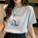 Large Size Cotton Short-sleeved T-shirt Women's Summer American Retro Loose Bottoming Shirt, Thin Design Crew Neck Top_ecoleips.com