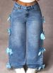 Women's Clothing Women's Bow Detail Straight Leg Jeans - High Waist Loose Wide Leg Pants For Casual Streetwear (Light Blue/ Dark Blue, Sizes 27-30)_ecoleips.com