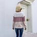Women's Color-Block V-Neck Knit Sweater, Loose Fit Long Sleeve Pullover, Trendy Contrast Stitching Casual Top (Pink, S/M/L/Xl/Xxl)_ecoleips.com