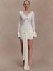 Mozision Slinky Lace Long Sleeve Sexy Mini Dress Women Elegant Cut-out V Neck Backless Bodycon Club Party Dress Female Clothes_ecoleips.com