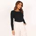 's Best-selling Elegant Commuter Hollow-out Sexy Irregular-neck Slim-fit Long-sleeve Top With T-shirt For Women_ecoleips.com