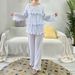 Women's Clothing Solid Color Pleated Ruffle Top + Two Pieces Of Wide Leg Pants_ecoleips.com