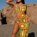 Verve New Leopard Print Halter Neck Three-Piece Mesh Swimsuit Women's Bikini Sun Protection Swimwear_ecoleips.com