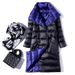 Reversible Long Women's Down Coat With Oversized Lapel, Knee-Length Warm Winter Jacket, Dual-Tone Design For Fall & Winter_ecoleips.com