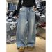 Women's Clothing Plus Size Rhinestone Denim Jeans Loose Slimming Wide Leg Floor Length Pants Retro Design For Women Sexy Autumn Winter_ecoleips.com