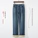 High-Quality Thickened Fleece-Lined Straight-Leg Jeans 2025 Autumn/Winter Warm Slim-Fit Cigarette Pants For Petite Women_ecoleips.com