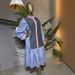 Spring New Women's Patchwork Striped Shirt Waist Cinching Full Skirt Dress Style Spring_ecoleips.com