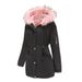 European-Sized Winter Parka Coat – Heavyweight Cotton-Polyester Blend (1XL-5XL, Black/Dark Pink/Gray-Pink)_ecoleips.com