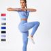 Women's Clothing Solid Color Seamless Peach Hip Lifting Short Sleeved Trousers 2 Piece Suit Running Fitness Sportswear Yoga Clothes_ecoleips.com