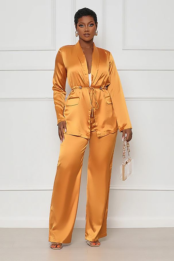 Women's Clothing Autumn And Winter Hot Style Satin Solid Color Bathrobe Set_ecoleips.com