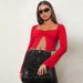 Voya Women's Clothing European And American Women's Clothing 2026 Spring/summer Retro Sexy Slim-fit Short Long-sleeve T-shirt_ecoleips.com